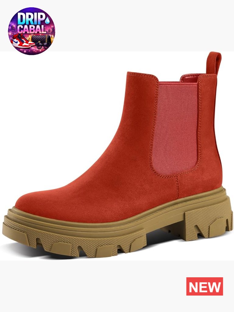Women's Chelsea Platform Boots Chunky Heel Lug Sole Slip On Ankle Booties